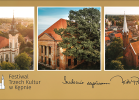 Kartka z zaproszeniem na Festiwal Trzech Kultur
