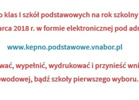 Rekrutacja do klas I szkół podstawowych na rok szkolny 2018/2019