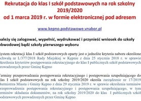 1 marca 2019 r. rusza nabór dzieci do klas pierwszych w szkołach podstawowych prowadzonych przez Gminę Kępno