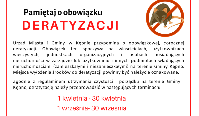 Obowiązkowa coroczna deratyzacja 