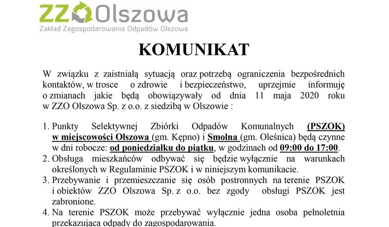 Od 11 maja będzie czynny PSZOK
