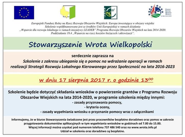 LGD zaprasza na szkolenie