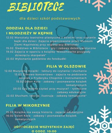 Biblioteka zaprasza na zajęcia feryjne 
