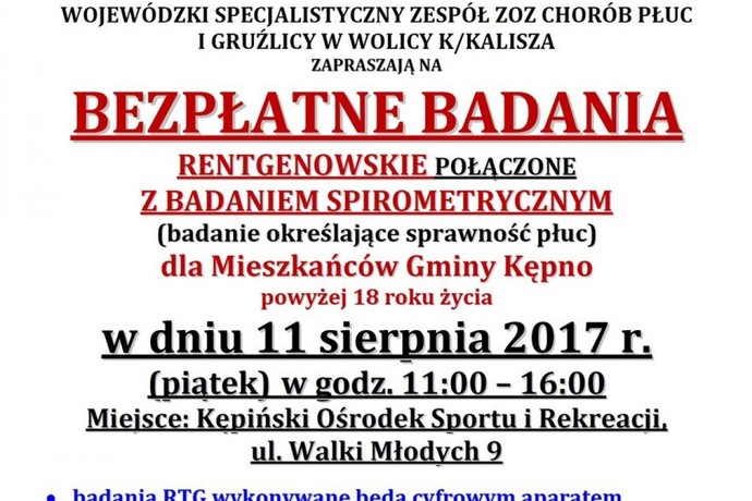 Bezpłatne badania profilaktyczne dla Mieszkańców