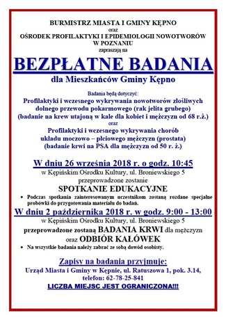 Bezpłatne badania dla mieszkańców 