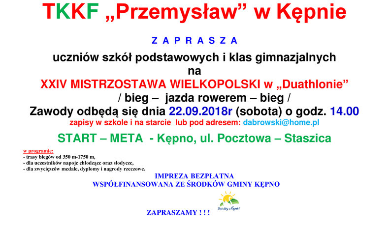 XXIV Mistrzostwa Województwa Wielkopolskiego w „DUATHLONIE”
