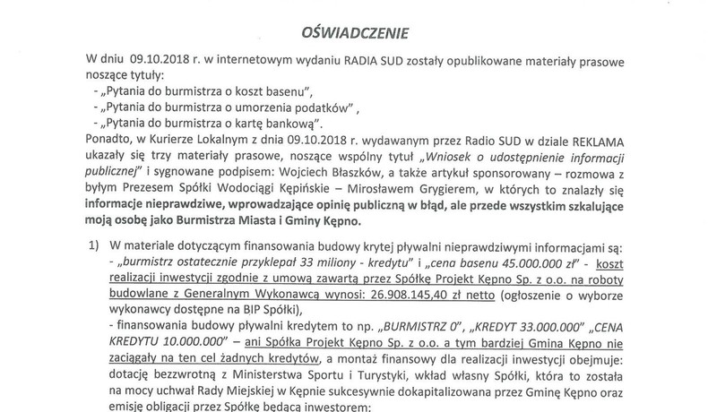Oświadczenie