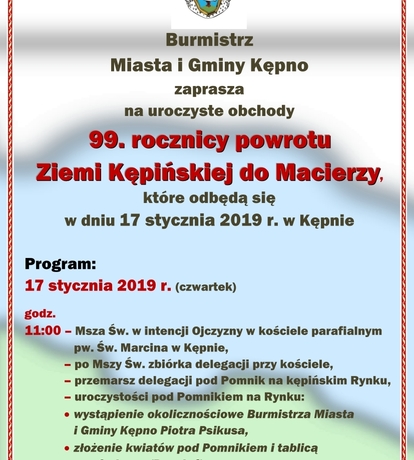 99. rocznica powrotu Kępna do Macierzy