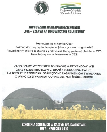 Krajowy Ośrodek Wsparcia Rolnictwa zaprasza na szkolenie 
