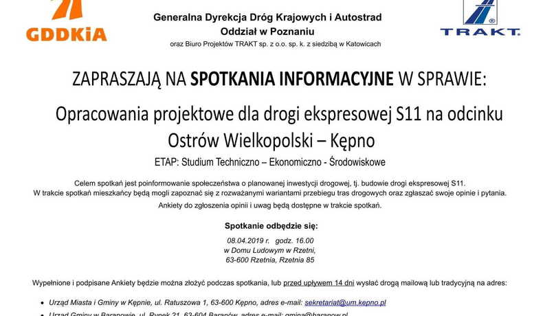 Spotkanie informacyjne w sprawie S11