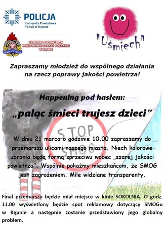 Zapraszamy na happening pn. "Paląc śmieci trujesz dzieci"