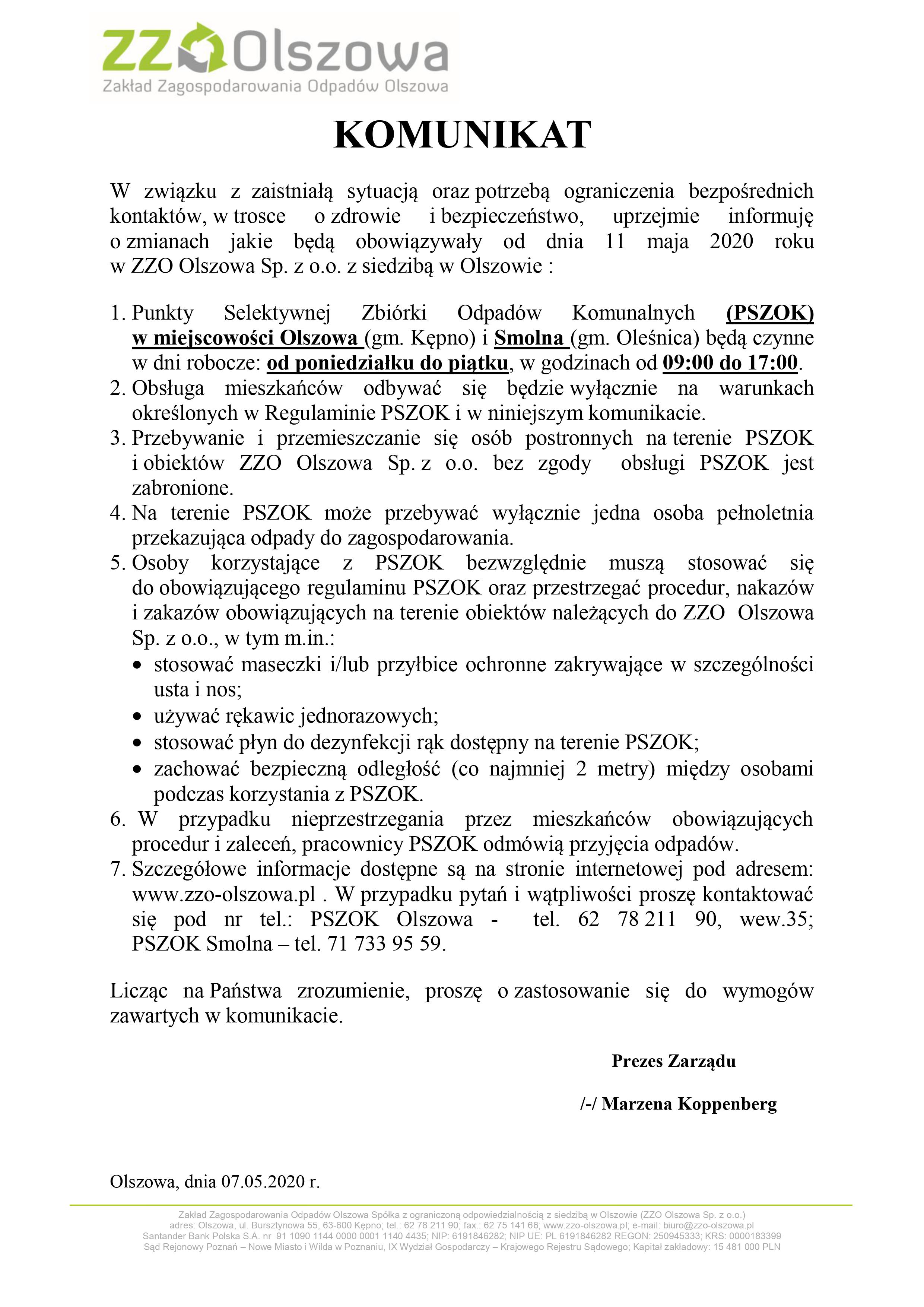 Ogłoszenie o&nbsp;otwarciu PSZOK