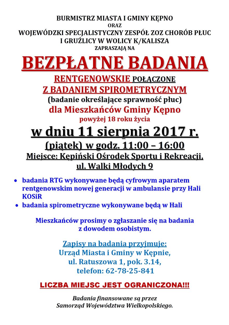 Plakat Bezpłatne badania