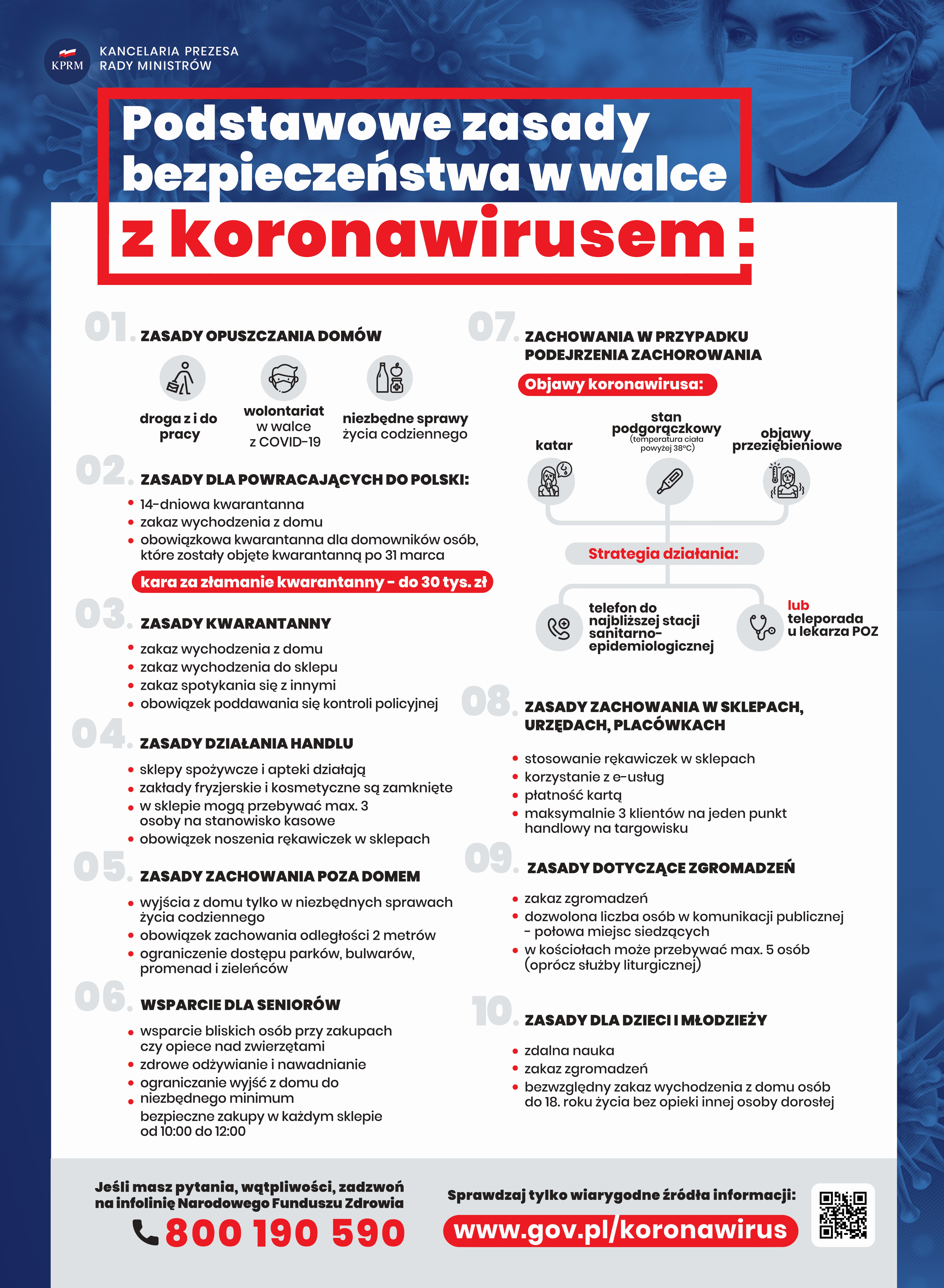 Plakat dotyczący zasad przeciwdziałania koronawirusowi